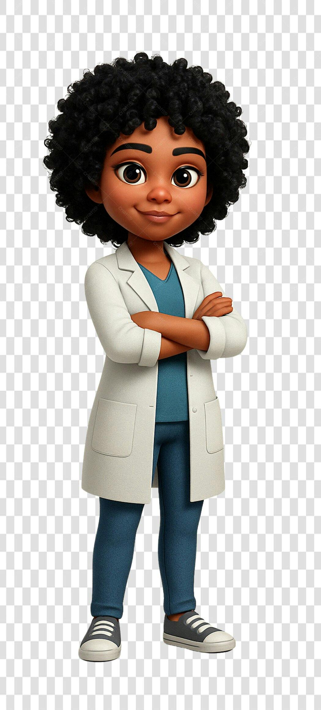 Icone médica menina negra PNG com fundo transparente