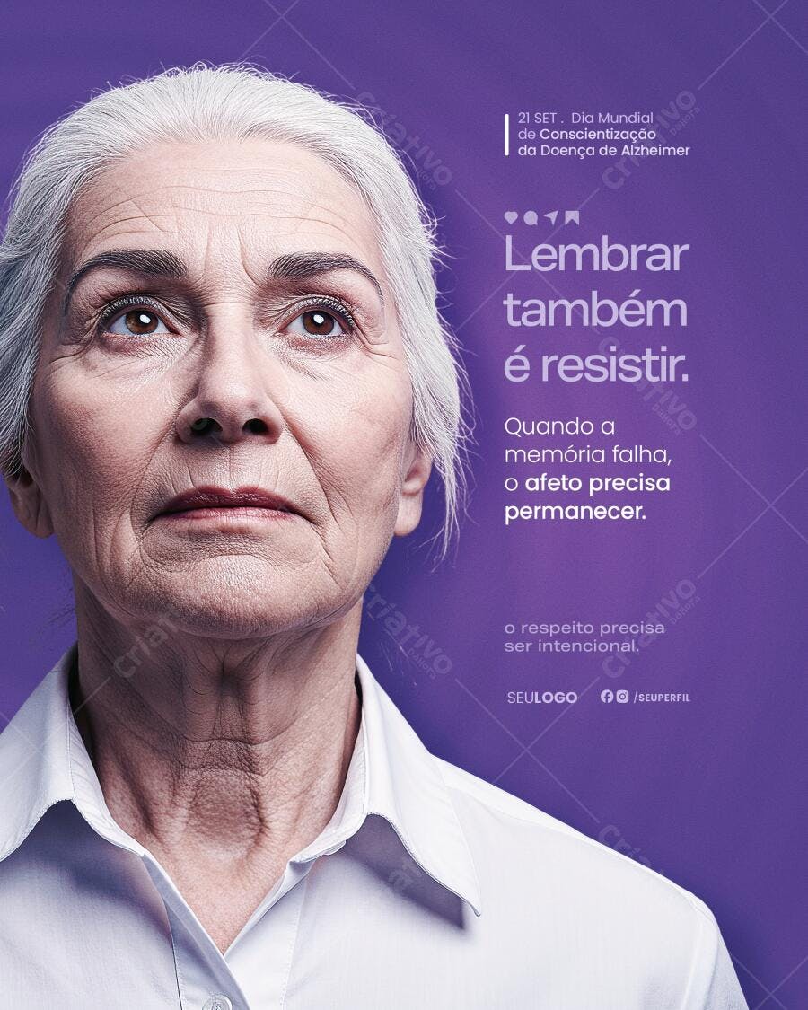 Post para o Dia Mundial de Conscientização do Alzheimer PSD Editável