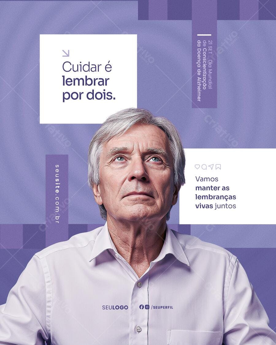 Post para o Dia Mundial de Conscientização da Doença de Alzheimer PSD Editável