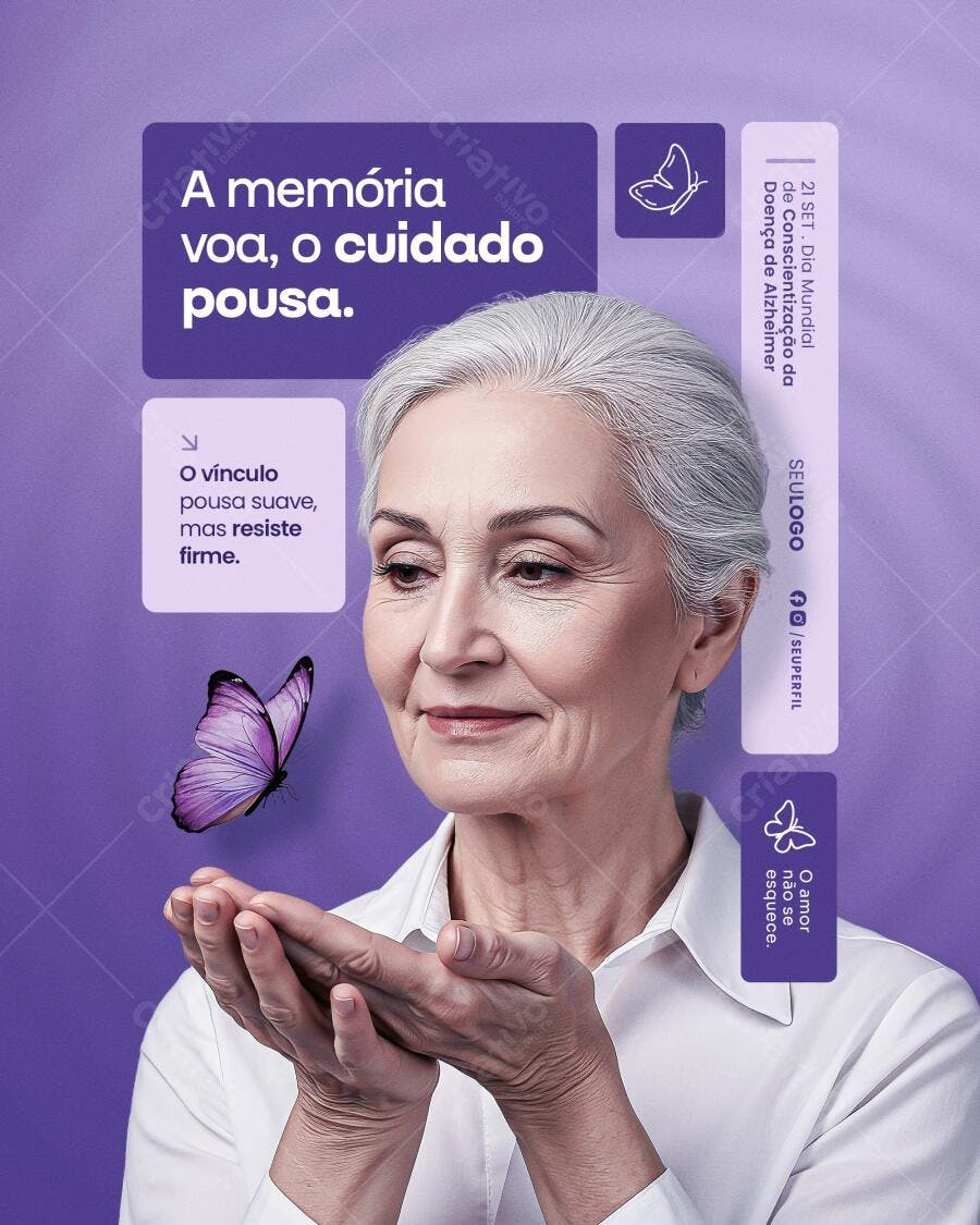 Post para o Dia Mundial de Conscientização da Doença de Alzheimer PSD Editável