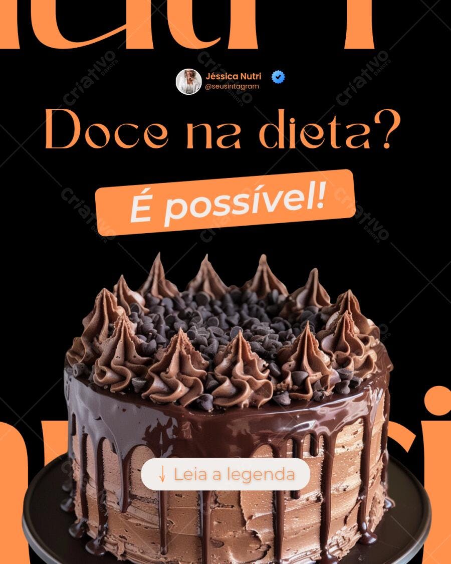Post Instagram Sobre Doce na Dieta Editável no Canva