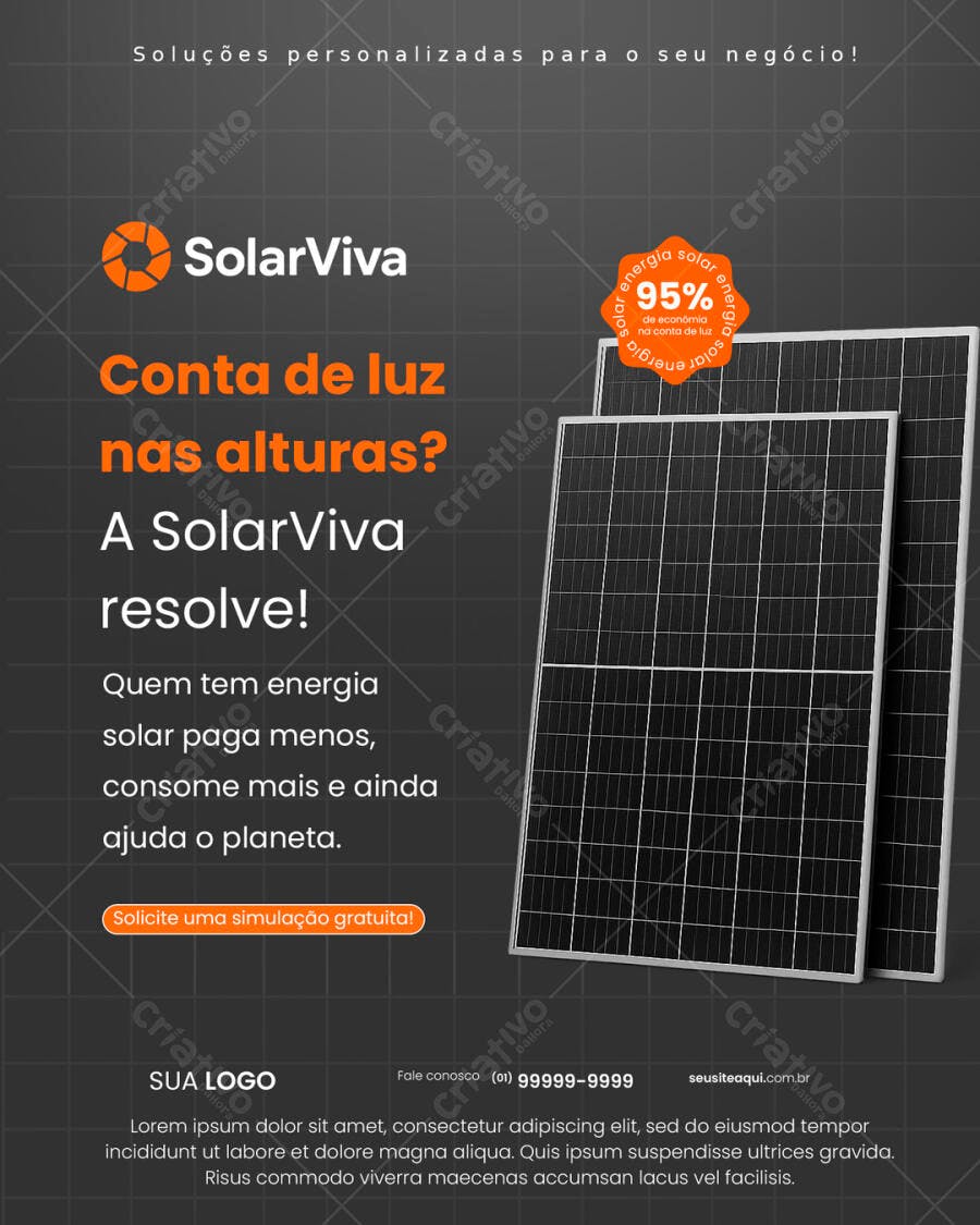 Post para Energia Solar PSD Editável