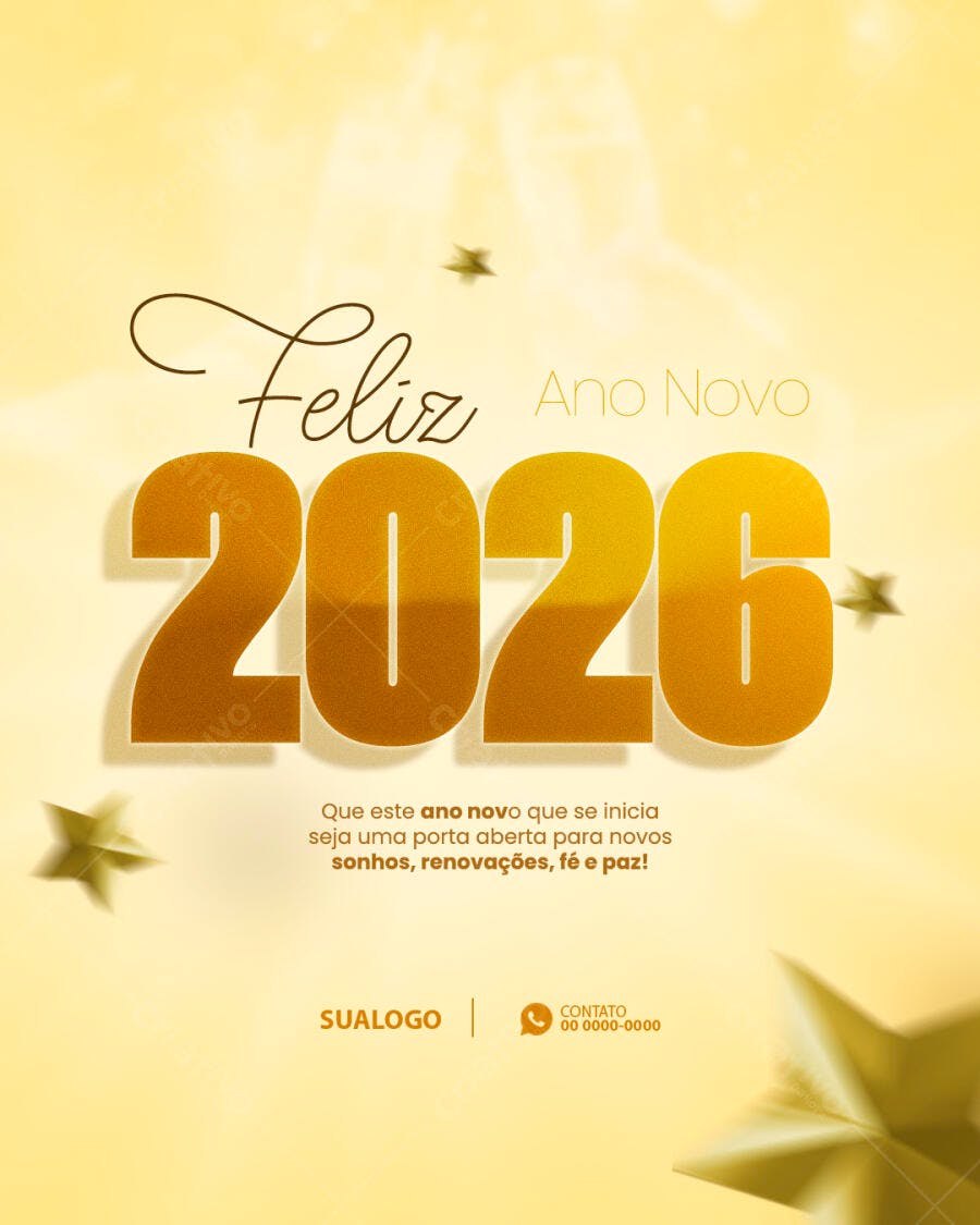 Flyer Feliz Ano Novo 2026 PSD Editável