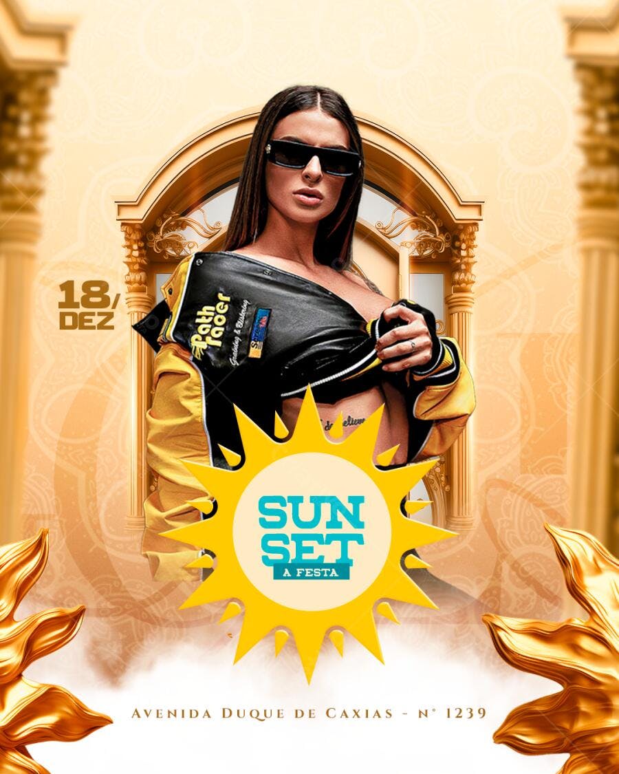Flyer Festa Sunset 18 Dez PSD Editável