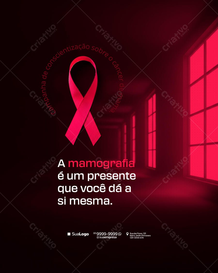 Post para Conscientização Outubro Rosa PSD Editável