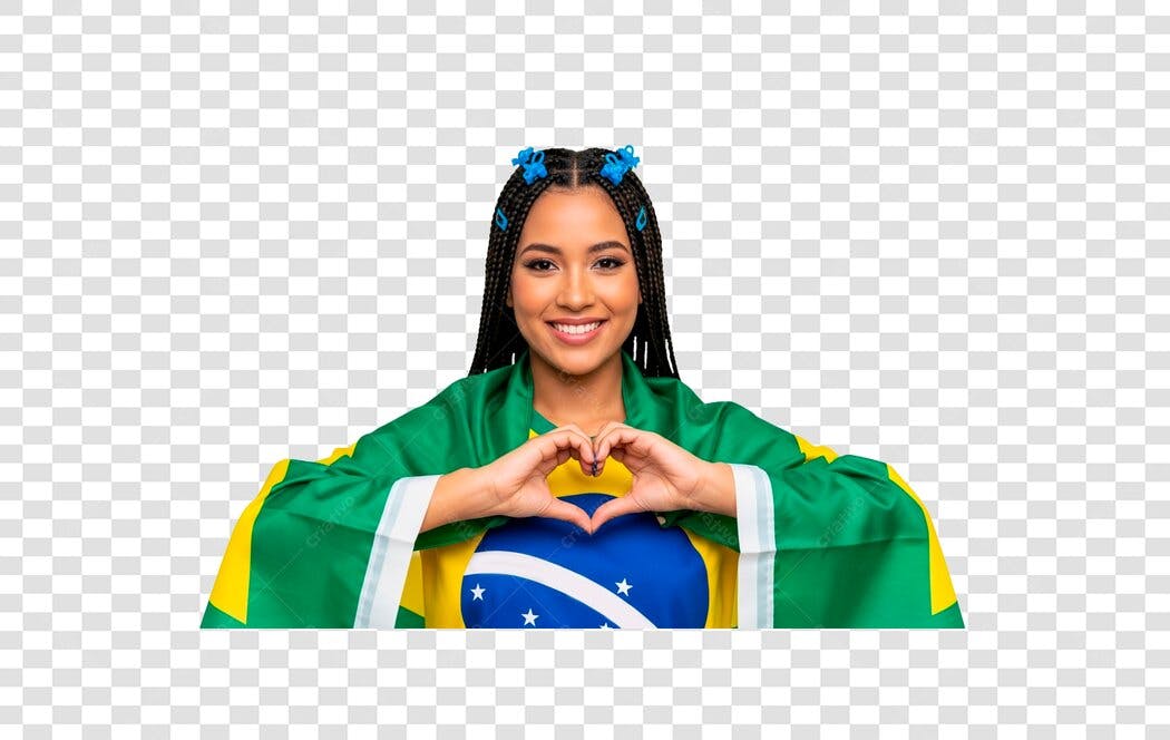 Imagem PNG com fundo transparente Mulher com bandeira do Brasil