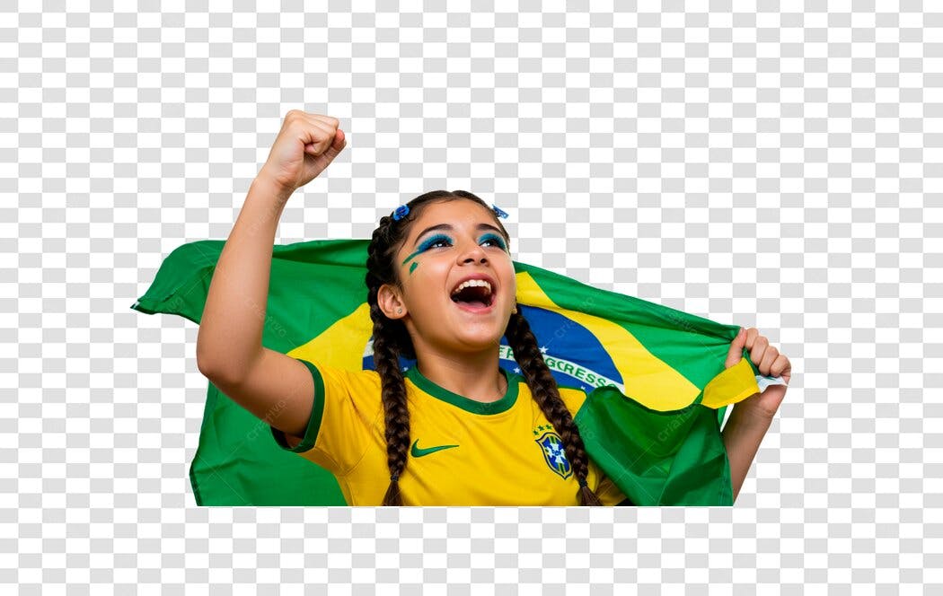 Imagem PNG torcedora brasileira com fundo transparente