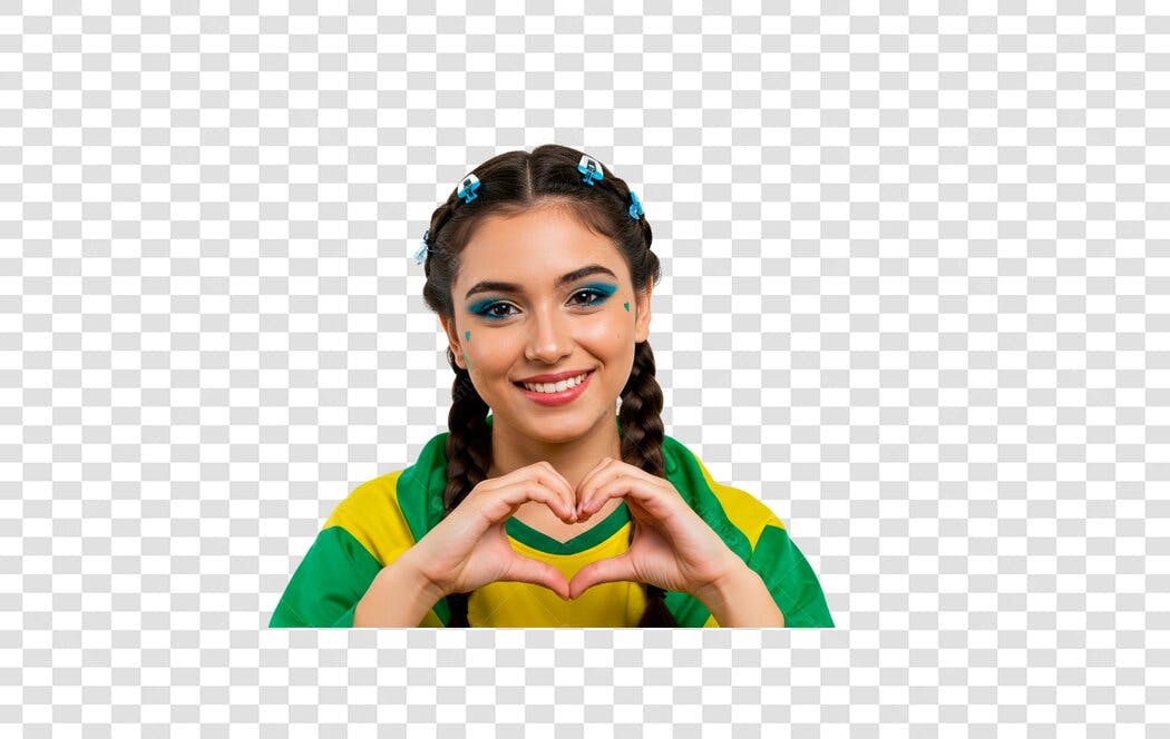 Imagem PNG com fundo transparente Torcedora fazendo coração com as mãos