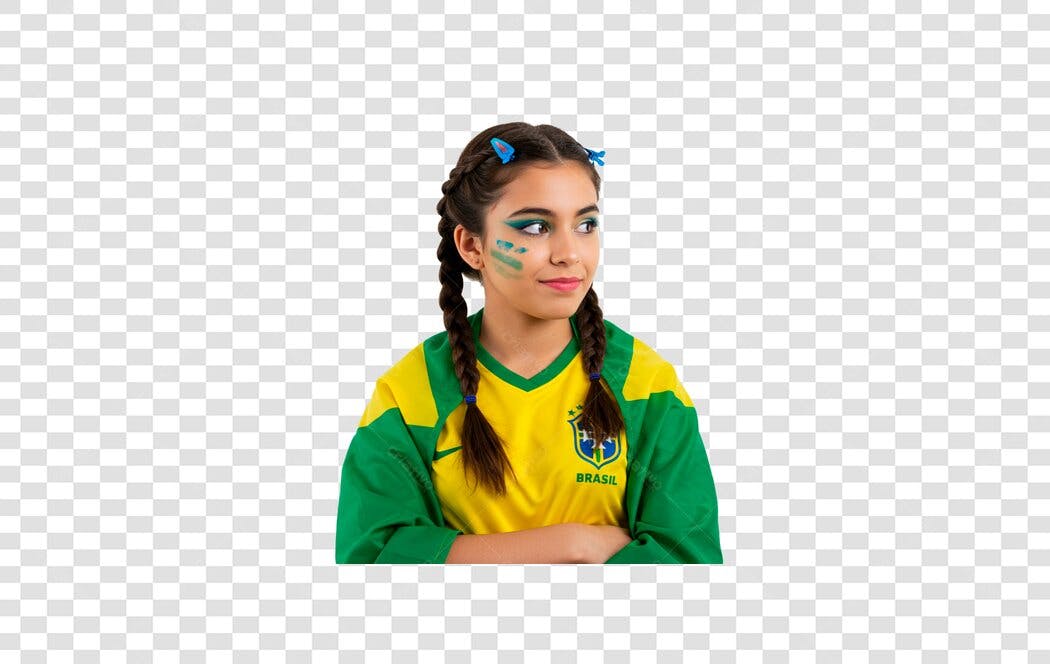Imagem PNG torcedora brasileira com fundo transparente