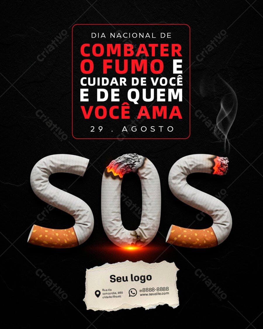 Flyer Dia Nacional de Combate ao Fumo PSD Editável
