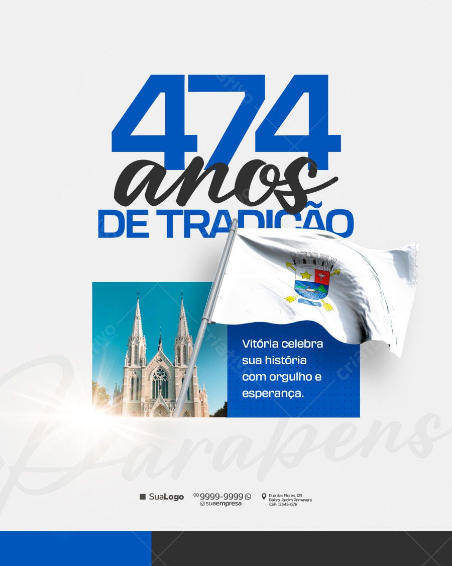 PSD para Aniversário de Vitória 474 anos PSD Editável