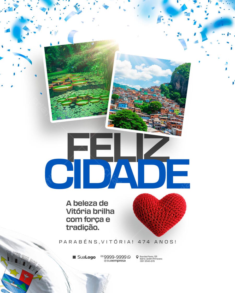 Flyer Aniversário Vitória 474 Anos PSD Editável