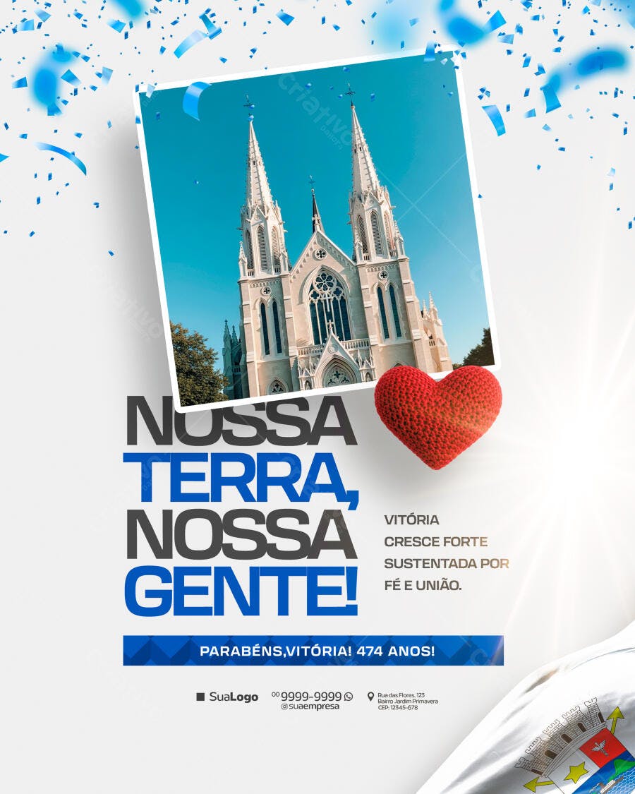 Flyer Aniversário Vitória 474 Anos PSD Editável