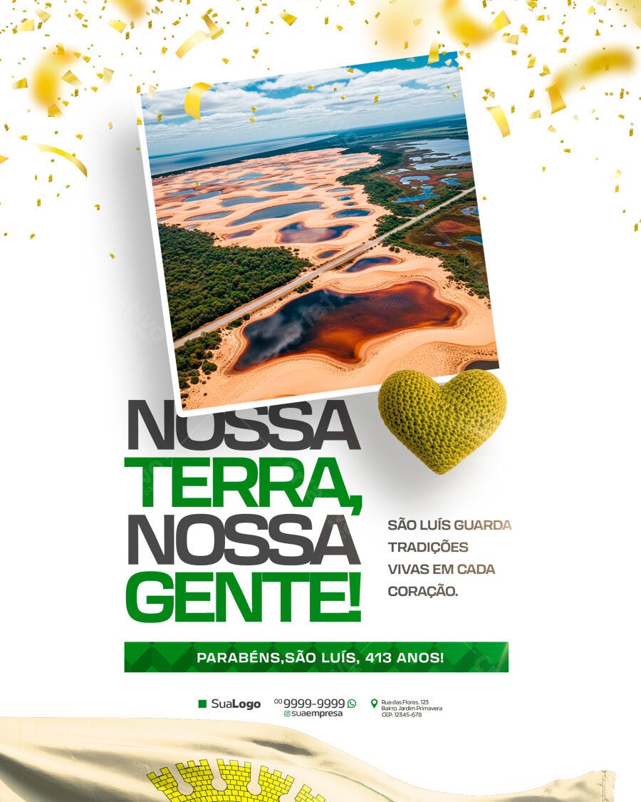 Flyer Aniversário São Luís 413 anos PSD Editável
