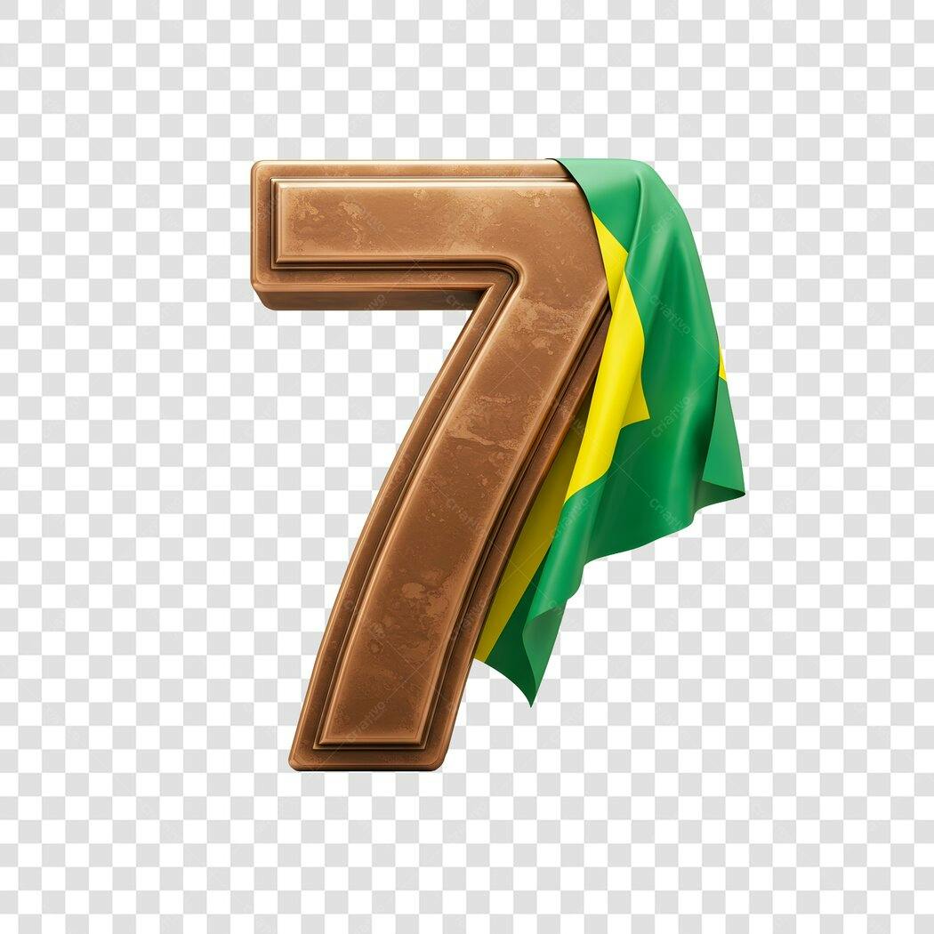 Icone Número 7 com Bandeira Brasileira - 7 de setembro - independência do Brasil PNG com fundo transparente