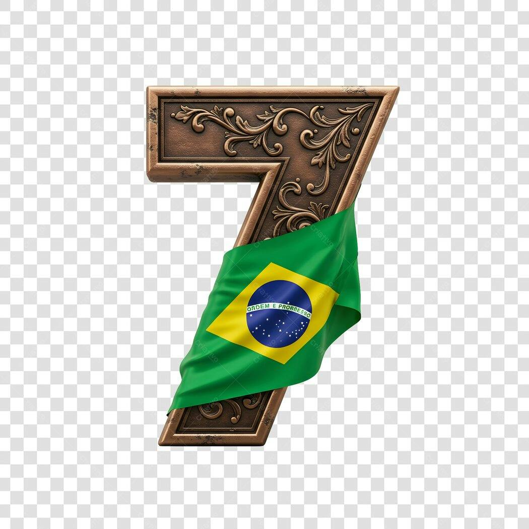 Icone Número 7 - Bandeira do Brasil - 7 de setembro - independência do Brasil PNG com fundo transparente