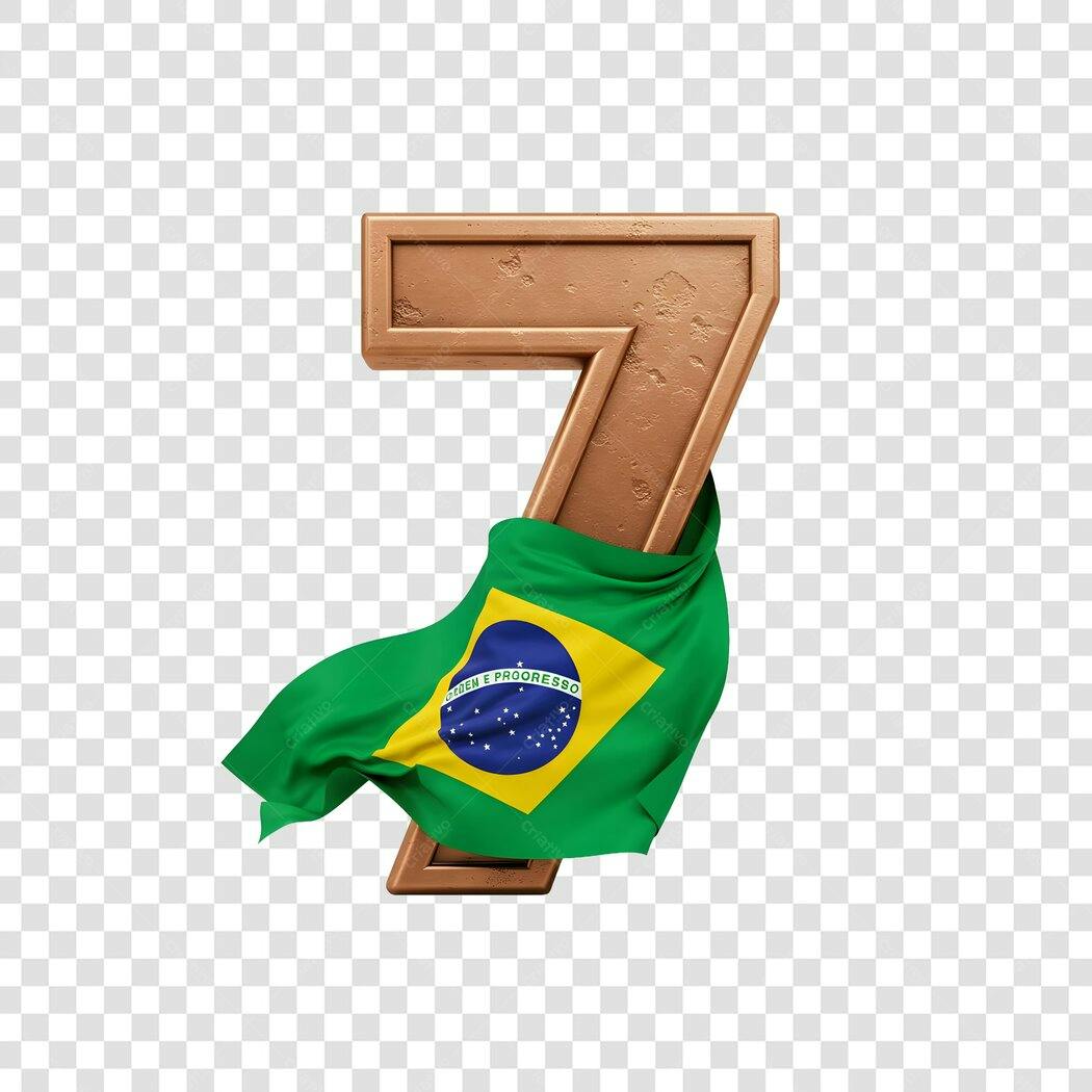 Icone Número 7 com Bandeira Brasil - 7 de setembro - independência do Brasil PNG com fundo transparente