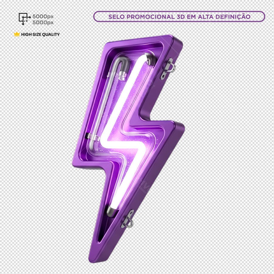 Selo Promocional 3D Raio Roxo PSD Editável