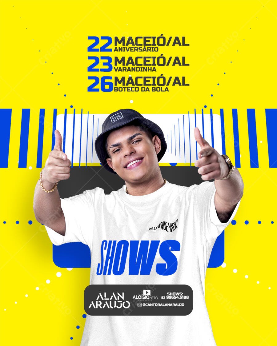 Flyer para Shows de Alan Araujo em Maceió PSD Editável