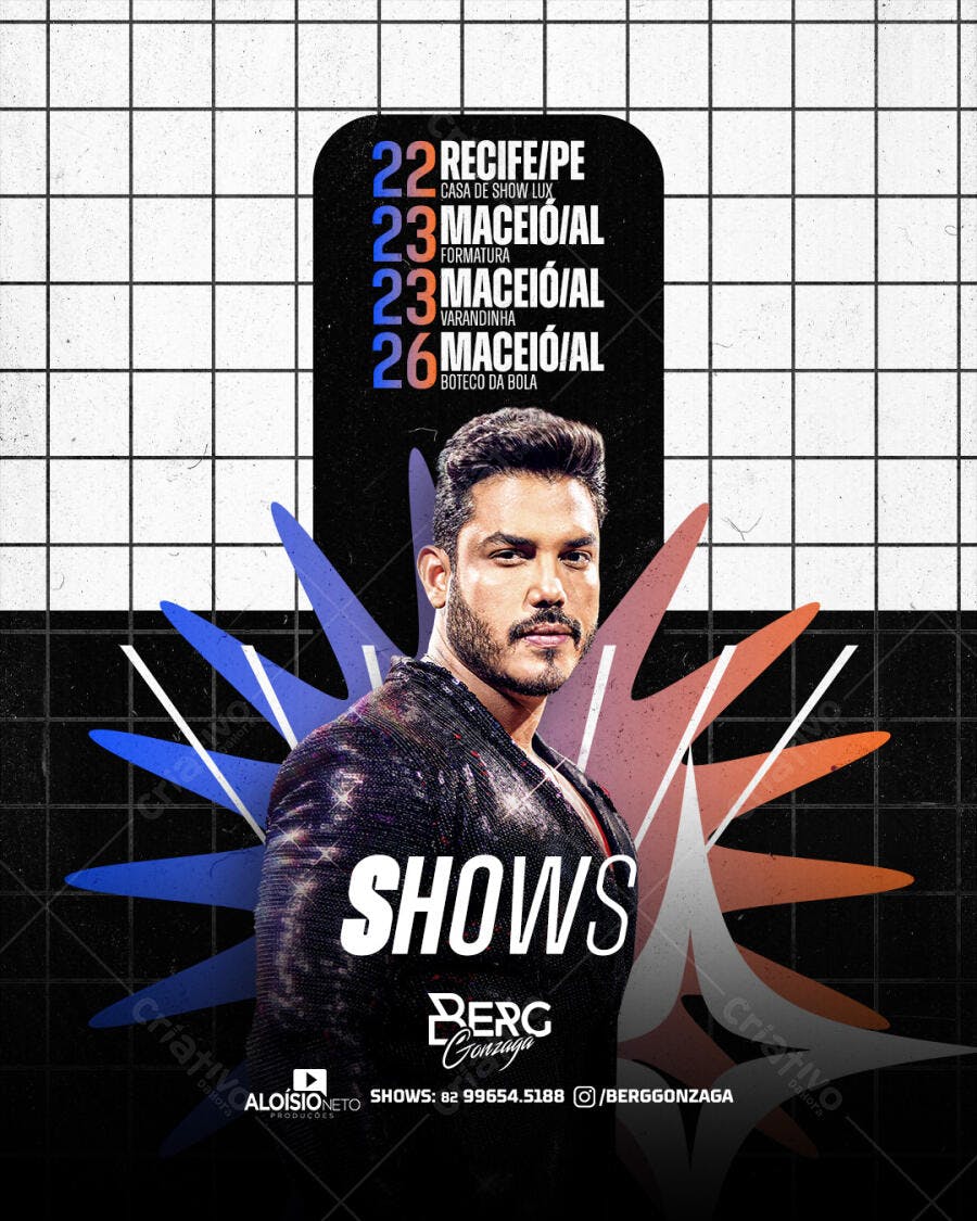 Flyer Shows Berg Gonzaga PSD Editável
