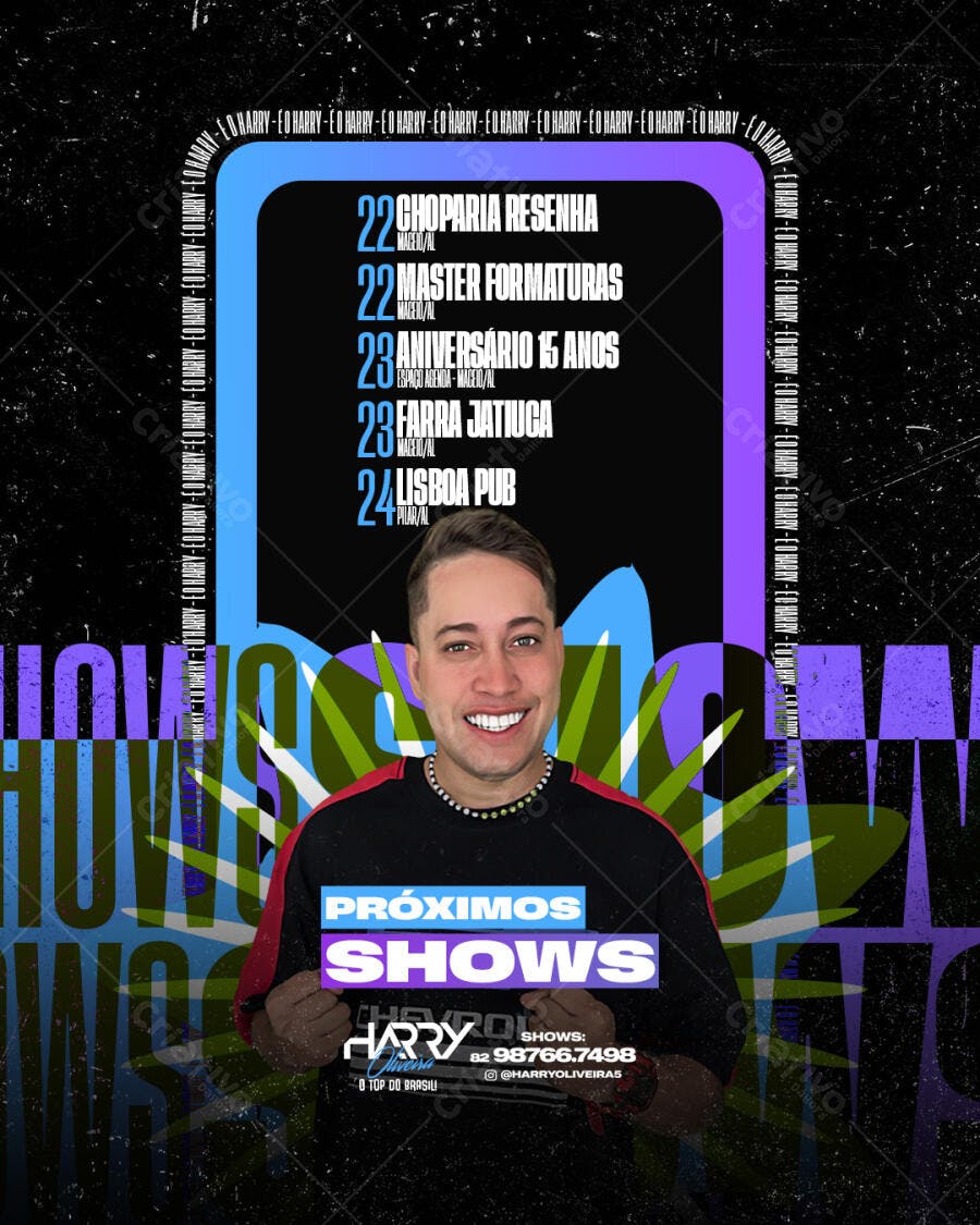 Flyer para Shows do Harry Oliveira PSD Editável