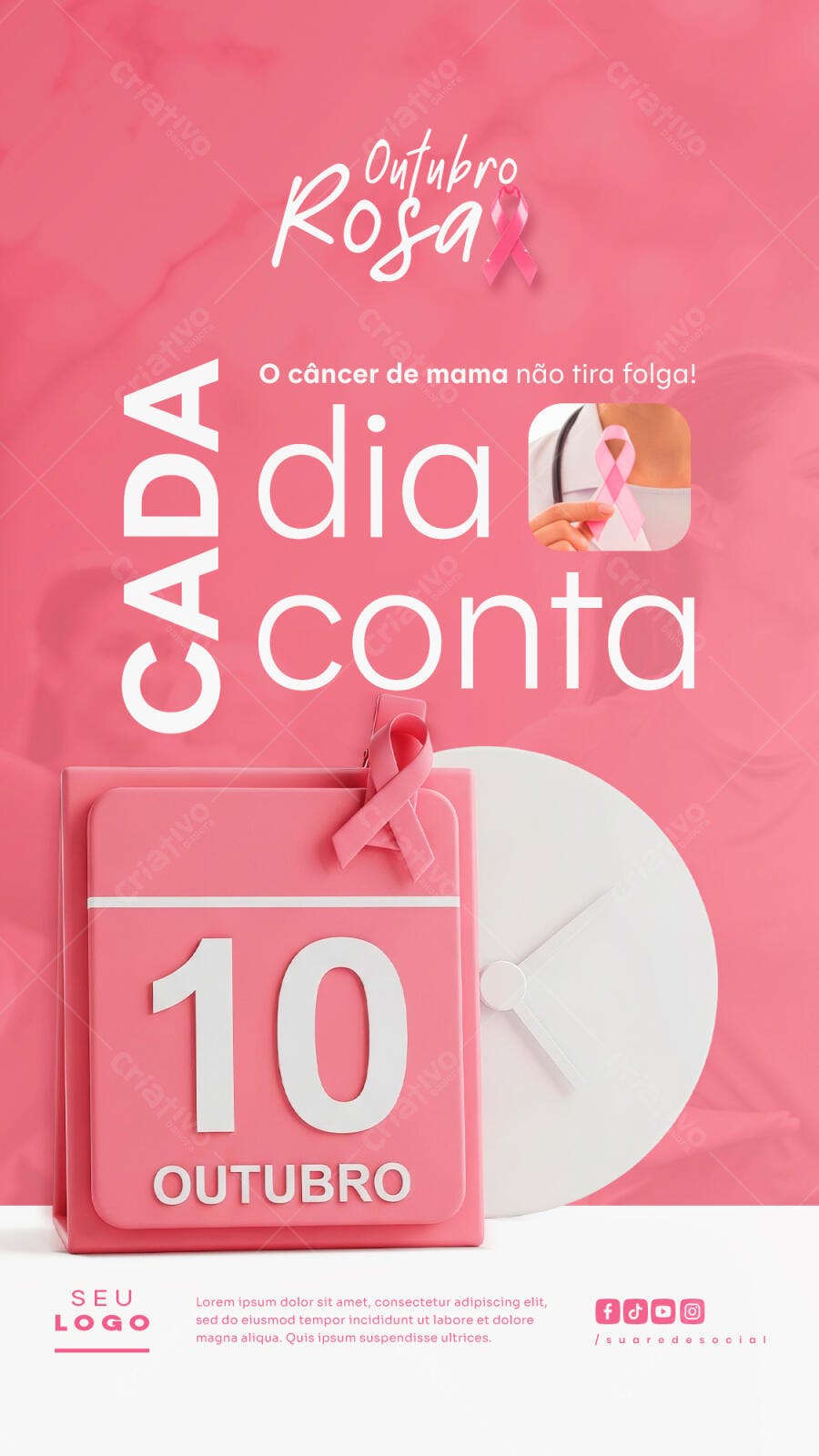 Flyer Outubro Rosa PSD Editável