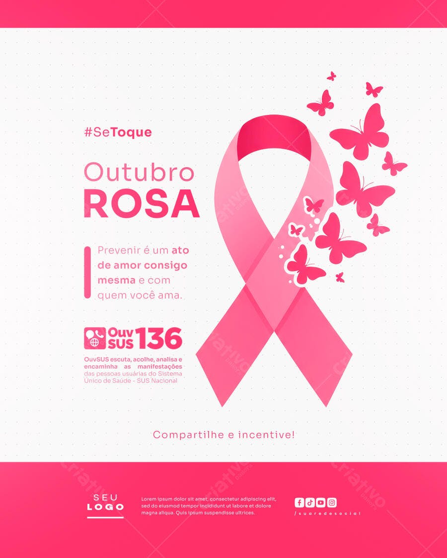 Flyer Outubro Rosa PSD Editável