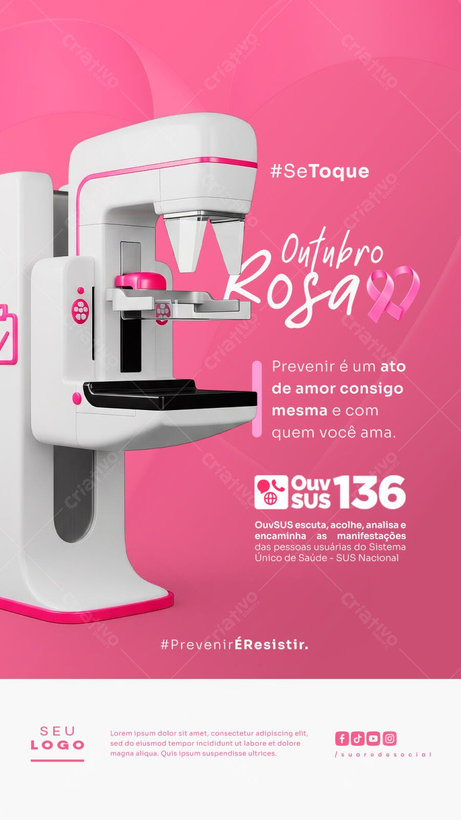 Flyer Outubro Rosa PSD Editável