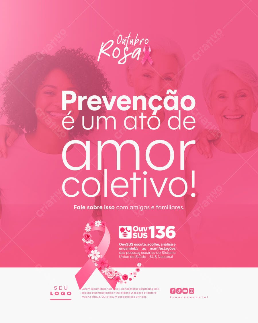 Flyer Outubro Rosa PSD Editável