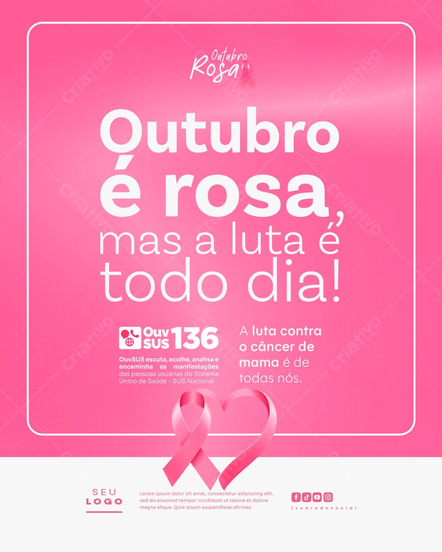 Post para Outubro Rosa PSD Editável