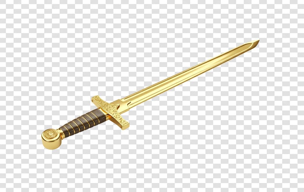 Icone Espada Dourada PNG com fundo transparente