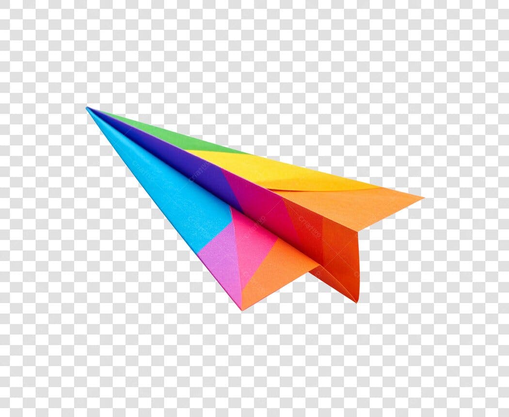 Icone Avião Papel Arco-íris PNG com fundo transparente