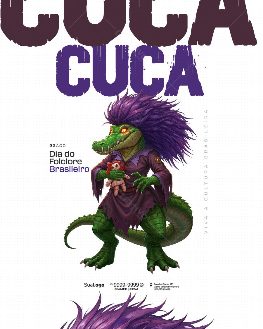 Ilustração Dia do Folclore Brasileiro Cuca PSD Editável