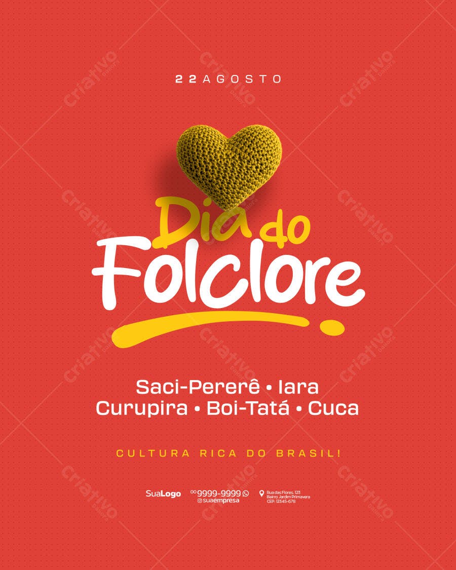 Flyer para o Dia do Folclore PSD Editável