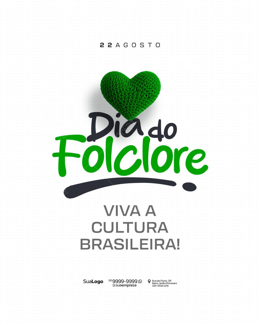Flyer Dia do Folclore PSD Editável