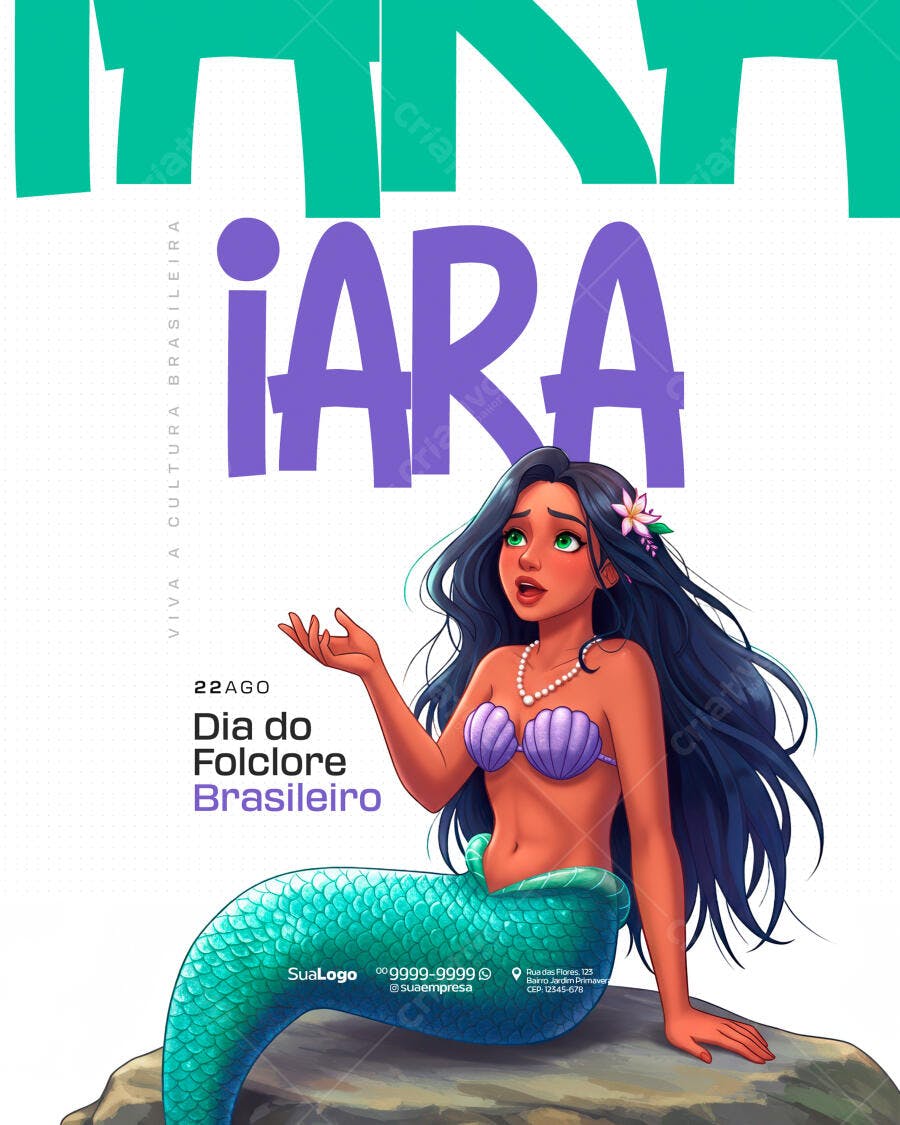 Flyer Dia do Folclore Brasileiro PSD Editável
