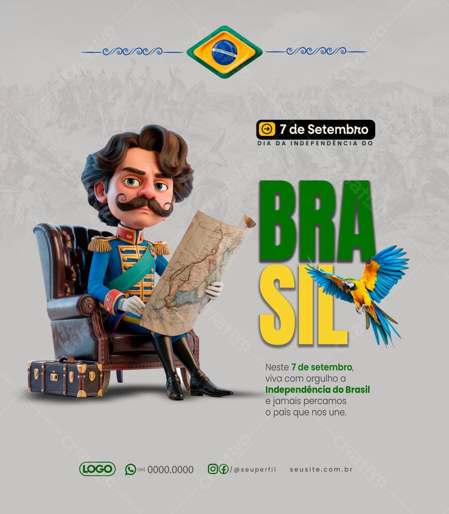 Flyer para o Dia da Independência do Brasil PSD Editável