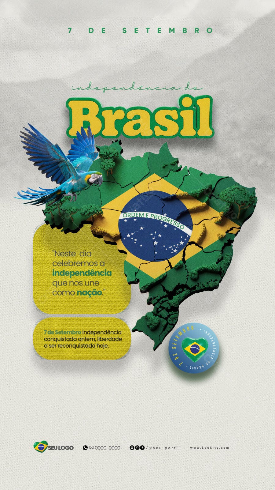 Flyer 7 de Setembro Independência do Brasil PSD Editável