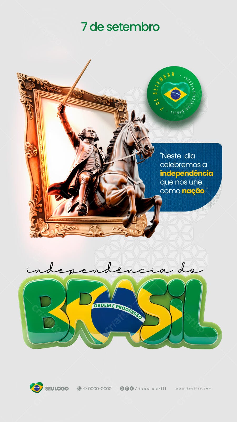 Flyer 7 de Setembro Independência do Brasil PSD Editável