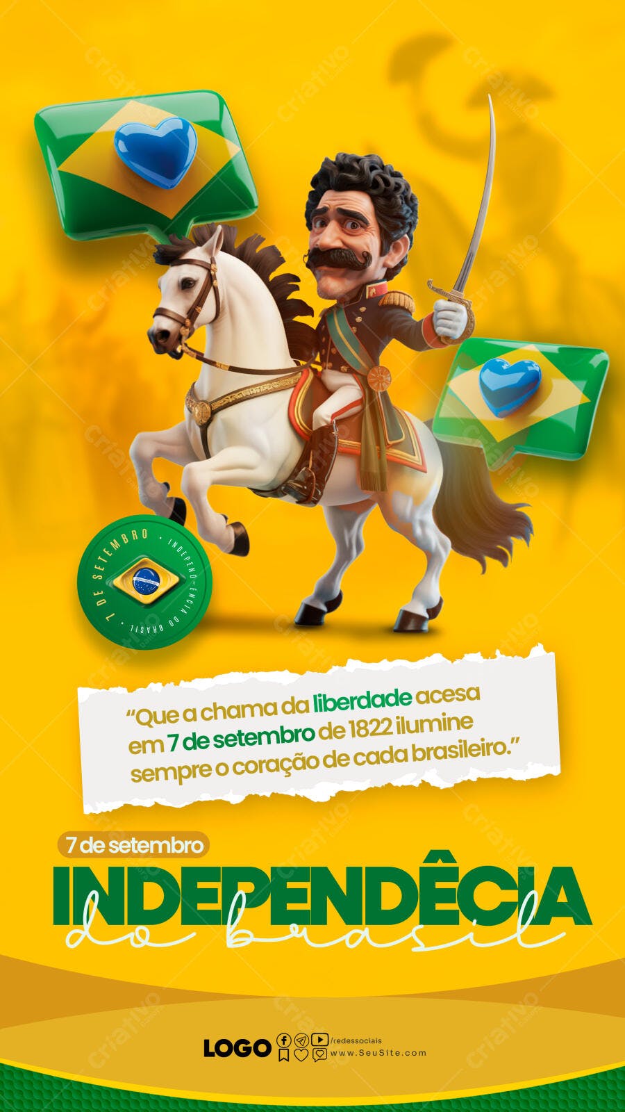 Flyer 7 de Setembro Independência do Brasil PSD Editável