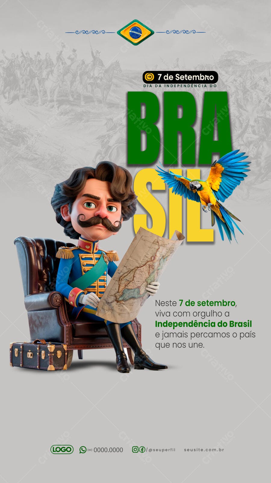 Flyer 7 de Setembro Independência do Brasil PSD Editável