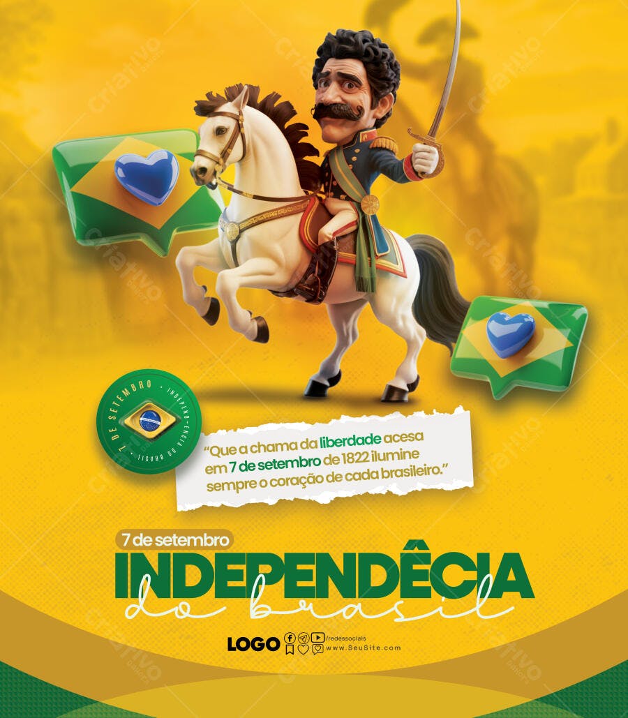 Flyer 7 de Setembro Independência do Brasil PSD Editável