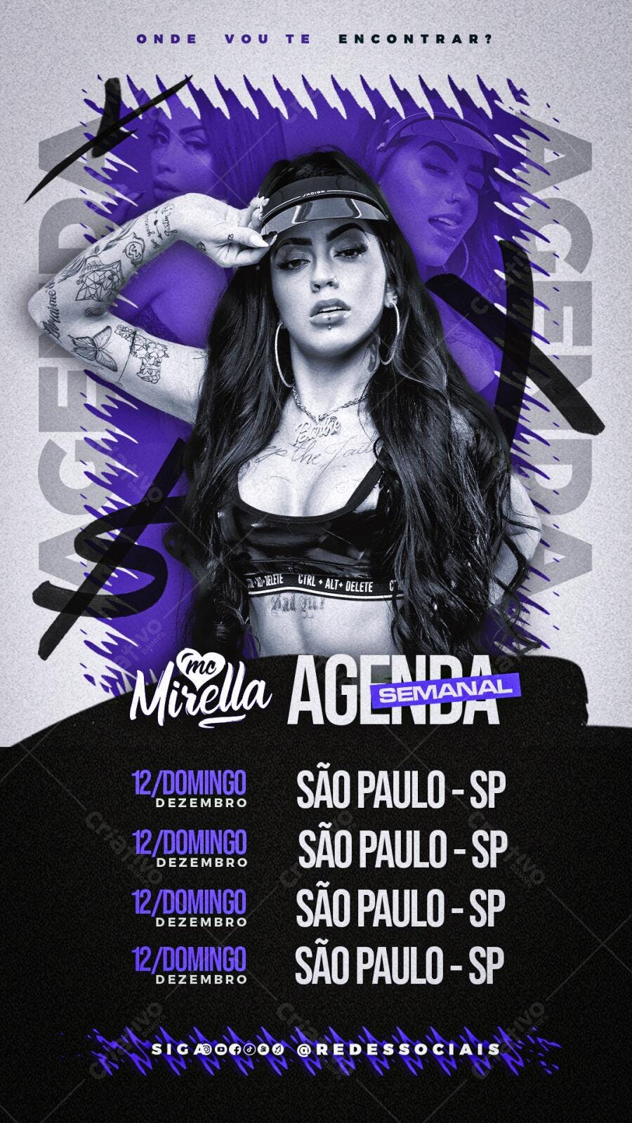Flyer Agenda Semanal Mc Mirella PSD Editável
