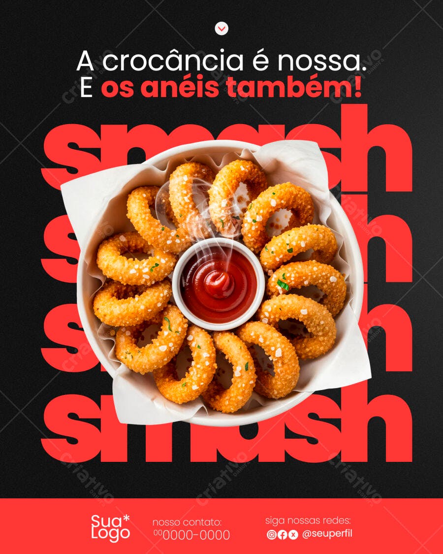 Flyer para Lanchonete com Anéis de Cebola PSD Editável
