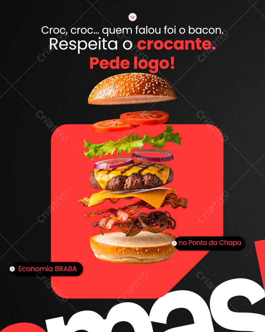 Post de Mídia Social para Lanchonete PSD Editável