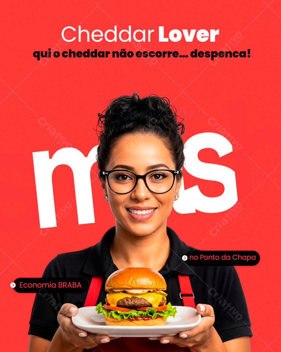 Postagem para Redes Sociais de Hambúrguer com Cheddar PSD Editável