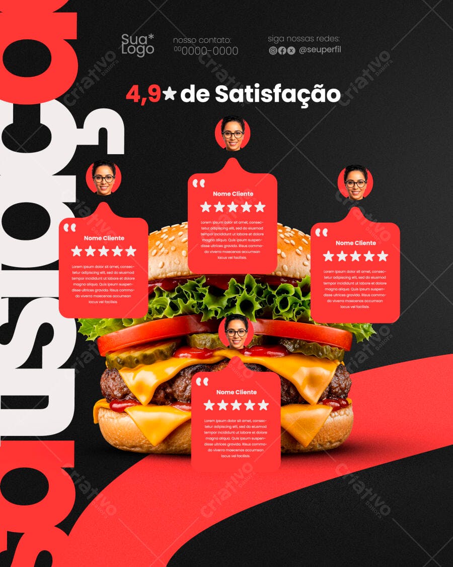 Flyer para Lanchonete com Avaliações PSD Editável