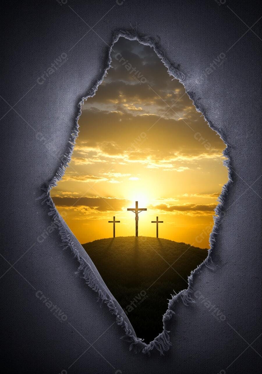 Crucifixo ao Pôr do Sol em colina