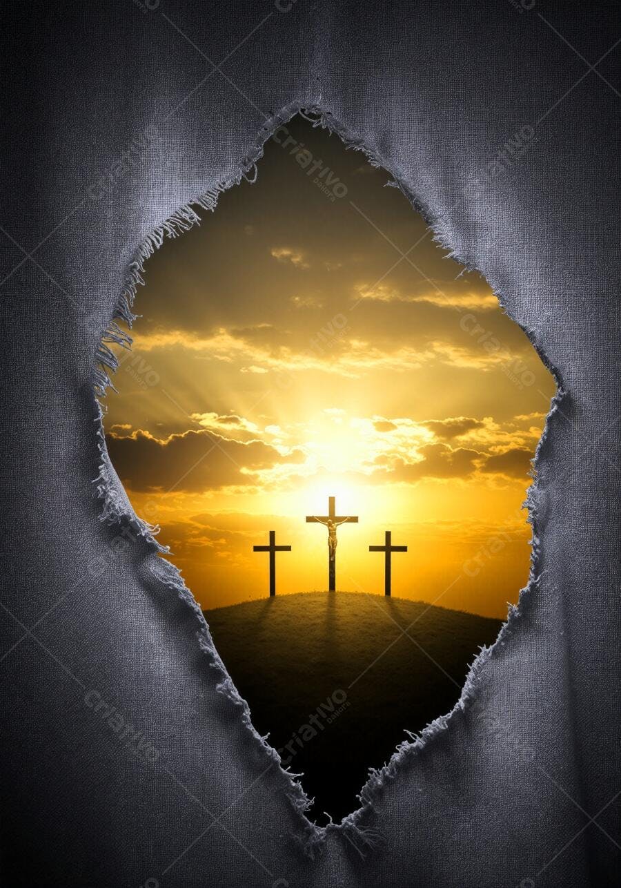 Crucifixo ao pôr do sol rasgado