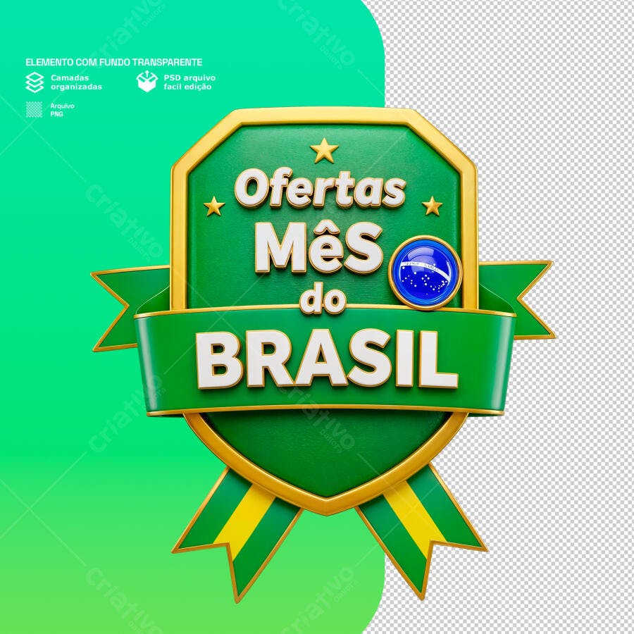 Badge Mês do Brasil PSD Editável
